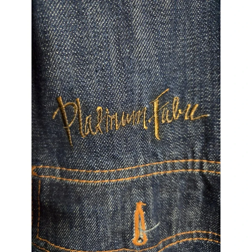 Vtg Platinum FUBU Jacket Mens L Blue Denim Fat Albert Graphic Hip Hop Y2K